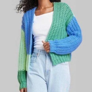 Wild Fable Crochet Color Block Cardigan